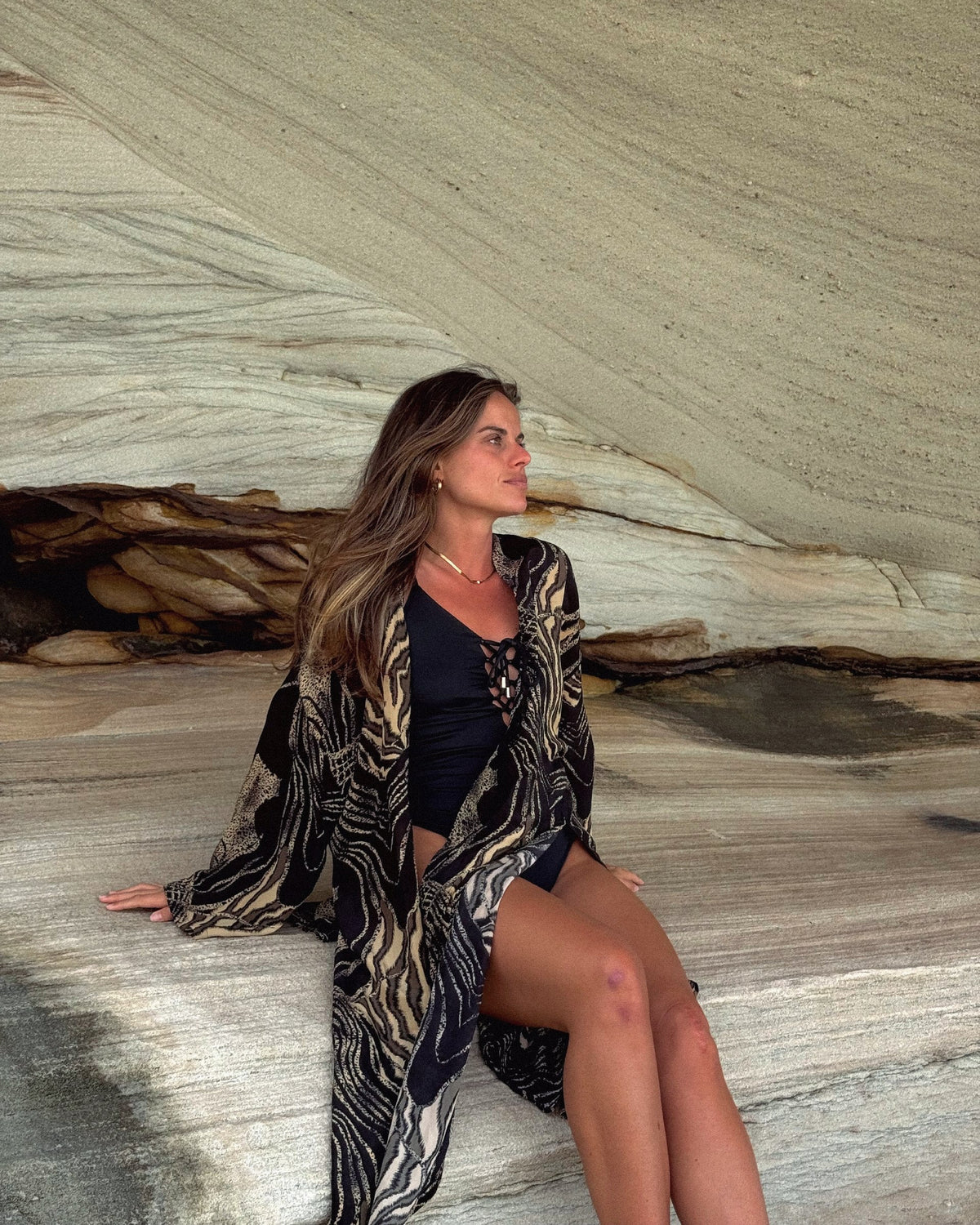 Dark Print Kimono