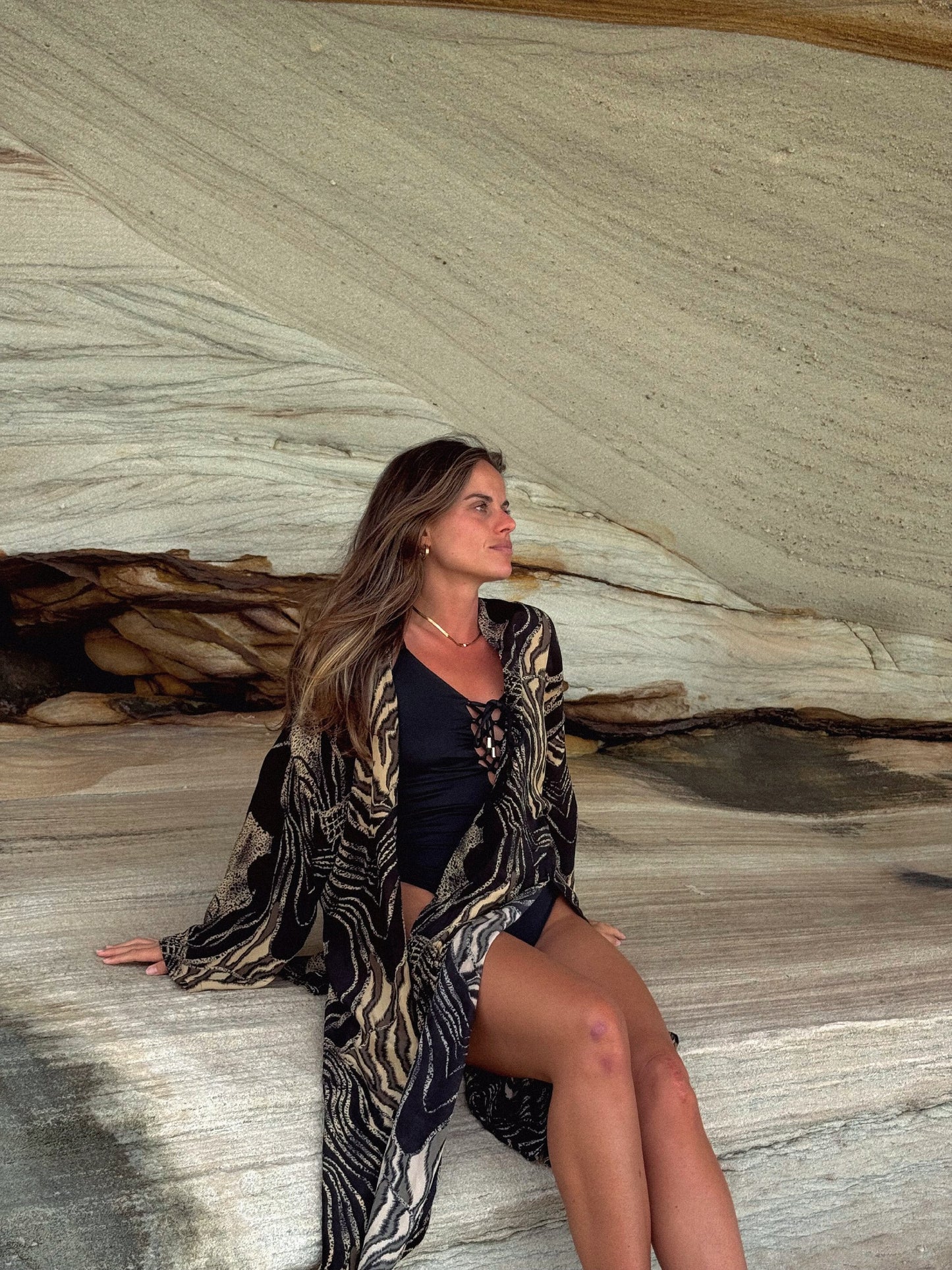 Dark Print Kimono